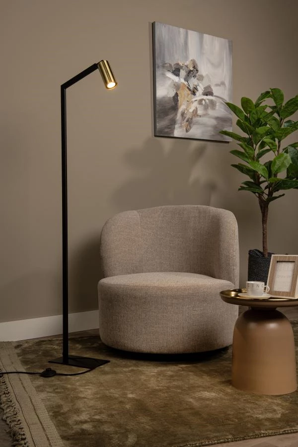 Lucide SYBIL - Lampadaire / lampe de lecture - 1xGU10 - Noir - ambiance 1